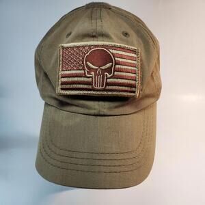 USA Flag Punisher ROTHCO Patch Strapback Hat Green One Size Adjustable Combat